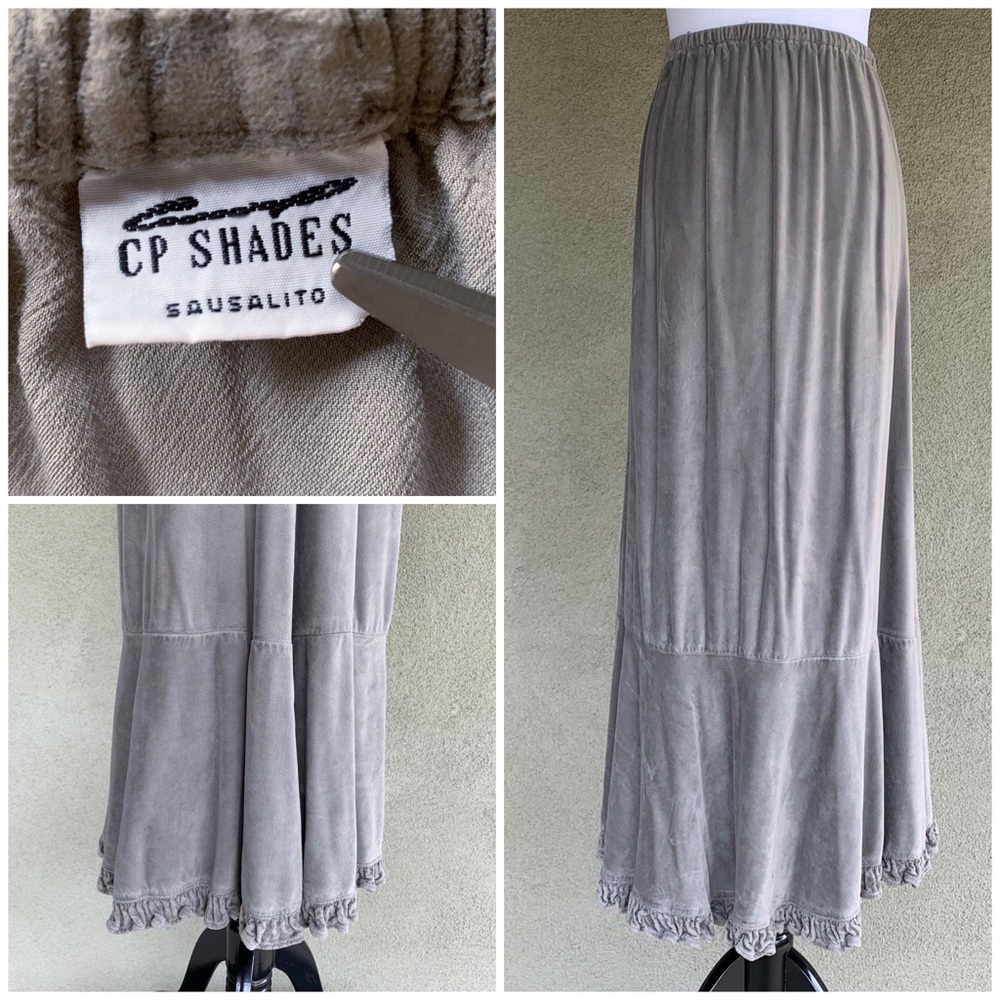 CP Shades Gray Velvet Velour Maxi Skirt Small - Picture 1 of 8
